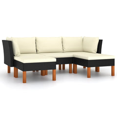Garden Lounge Set Black PE Rattan Medium Removable Covers
