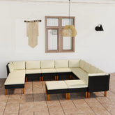 Garden Lounge Set Black,Cream White