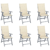 Garden Chair Set of 6 Grey Solid Acacia wood Standard size