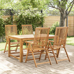 Garden Chair Set of 4 Natural Brown Solid acacia wood Medium