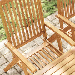 Garden Chair Set of 4 Natural Brown Solid acacia wood Medium