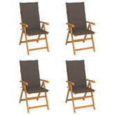 Garden Chair Set of 4 Taupe Smooth Teak Wood