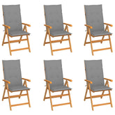Garden Chair Set of 6 Natural Teak, Grey Fine sanded teak wood