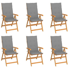 Garden Chair Set of 6 Natural Teak, Grey Fine sanded teak wood