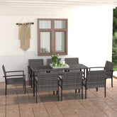 Dining Set Grey Poly rattan Large Durable Dining Set