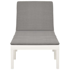 Sun Lounger with Cushion Plastic White