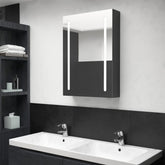Bathroom Cabinet Shining black MDF with melamine finish, glass