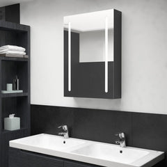 Bathroom Cabinet Shining black MDF with melamine finish, glass
