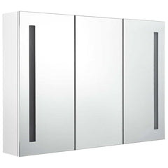 Bathroom Cabinet Shining White MDF with melamine finish, glass mirror