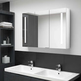 Bathroom Cabinet Shining White MDF with melamine finish, glass mirror
