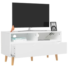 TV Cabinet White Engineered Wood Compact TV Cabinet Rectangular