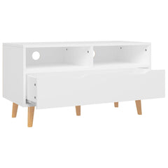 TV Cabinet White Engineered Wood Compact TV Cabinet Rectangular