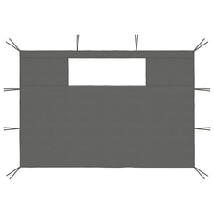 Two anthracite gazebo sidewalls with clear PVC windows and reinforced edges.