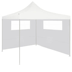 Two white gazebo sidewalls with clear windows, one large and one small panel.
