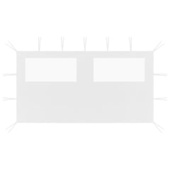 White gazebo sidewall, 13.1x6.6 ft, made of polyester with two clear windows.