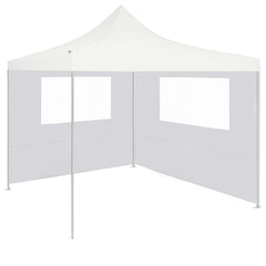 White gazebo sidewall with two clear PVC windows and hook-and-loop edges for attachment.