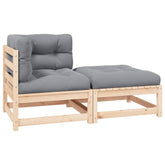 Garden Lounge Set Natural Pinewood Solid Pinewood, 100% Polyester