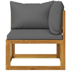 Garden Bench Dark gray cushions, Natural wood