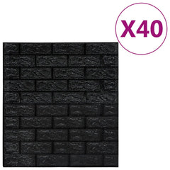 Black 3D brick self-adhesive wallpaper, pack of 40 pieces.