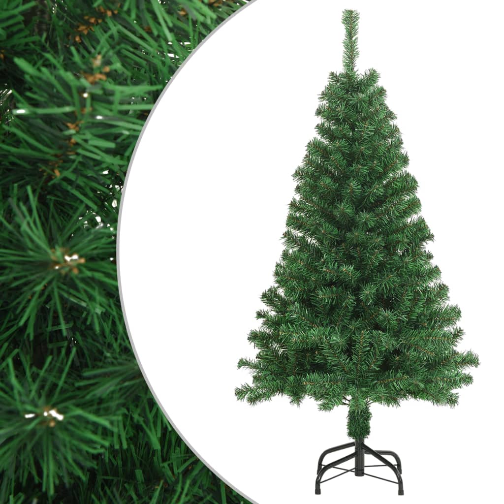 4ft green artificial Christmas tree with thick PVC branches and a sturdy metal stand.