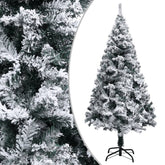 4ft green PVC Christmas tree with flocked snow and 362 lifelike tips on a sturdy steel stand.