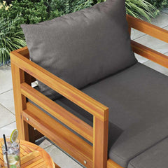 Sun Lounger Dark Grey Cushion, Acacia Wood Frame