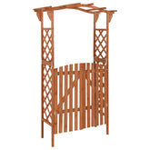 Bostome solid firwood garden pergola with gate, featuring a sturdy archway design.