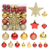 Christmas Bauble Set Gold and Red Plastic Assorted Sizes
