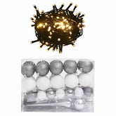 Christmas Ball Set Set of 61 Shiny white Plastic Various sizes