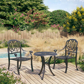 Bistro Set Black Cast aluminum Medium Durable Bistro Set
