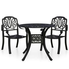 Bistro Set Black Cast Aluminum Standard Durable Bistro Set