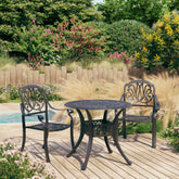 Bistro Set Black Cast Aluminum Standard Durable Bistro Set