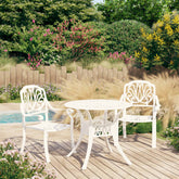 Bistro Set White Cast Aluminum Standard Durable Bistro Set