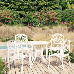 Bistro Set White Cast Aluminum Medium Durable Bistro Set