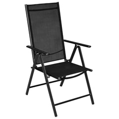 Dining Set Black Powder-coated aluminum, textilene, glass, steel