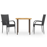 Dining Set Black Solid Acacia wood Standard