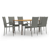 Dining Set Grey, natural wood