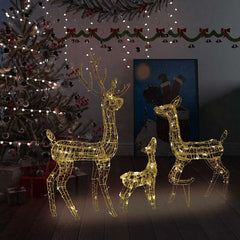 Reindeer Family Warm White Acrylic Large Reindeer Family Oblong