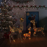 Acrylic reindeer family decoration with 300 colorful LED lights in three sizes.