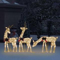 Christmas Reindeer Family Set of 3 Gold Fabric, steel Large