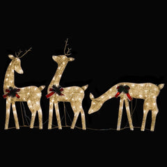 Christmas Reindeer Family Set of 3 Gold Fabric, steel Large