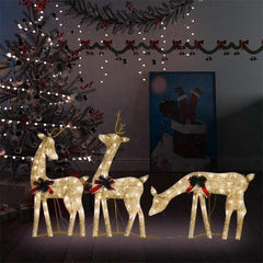 Christmas Reindeer Family Set of 3 Gold Fabric, steel Large