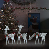 Lighted reindeer family decor with cold white LED lights for outdoor holiday displays.