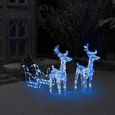 Reindeers & Sleigh Christmas Decoration 160 LEDs 51.2 Acrylic