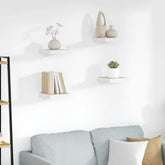 Wall Shelf Set of 4 Oak and white Honeycomb MDF, metal