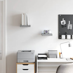 Wall Shelf Set of 2 Concrete grey Honeycomb MDF, metal