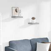 Wall Shelf Set of 2 Concrete grey Honeycomb MDF, metal
