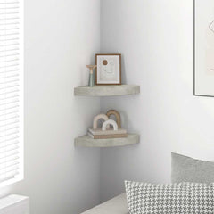 Wall Corner Shelf Set of 2 Concrete grey Honeycomb MDF, metal