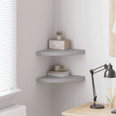 Wall Corner Shelf Set of 2 Concrete Grey Honeycomb MDF, Metal