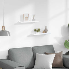 Wall Shelf Set of 2 High gloss white MDF 15.7x3.5x1.2 in